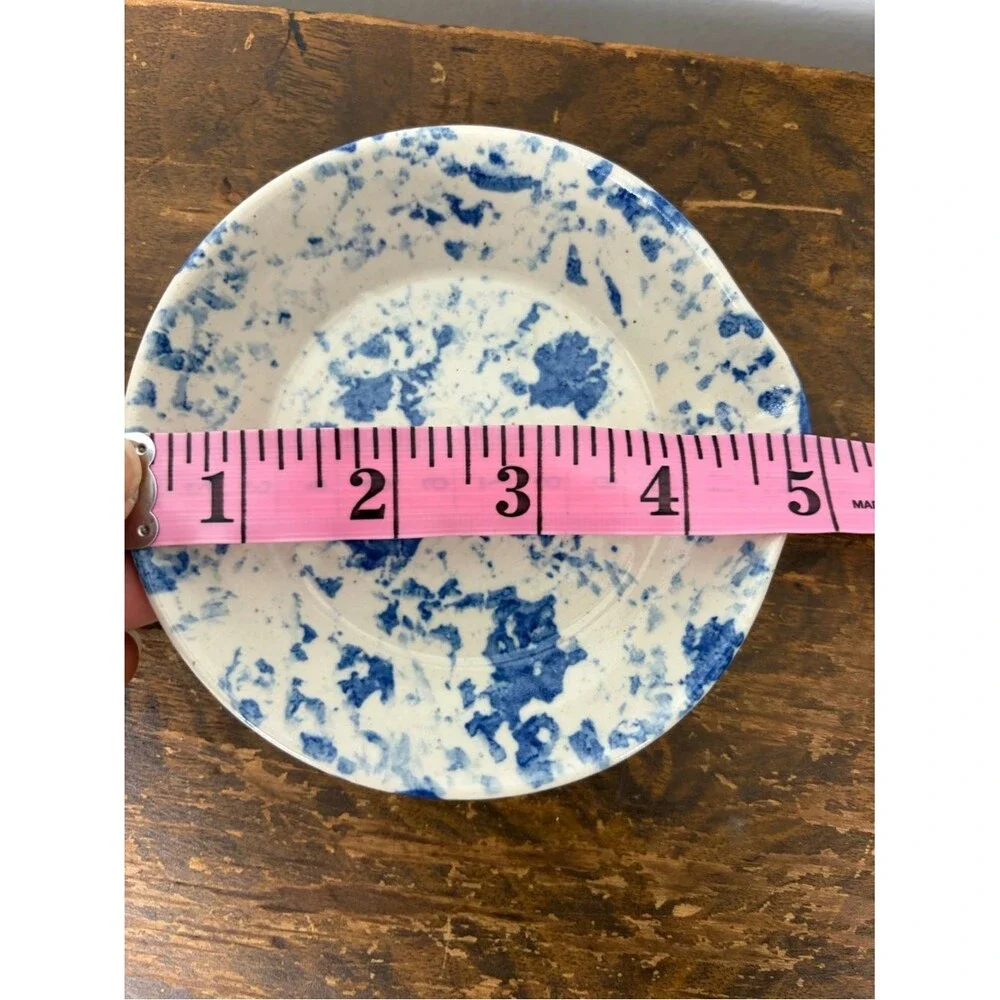 Blue and white spongeware ceramic spoonrest